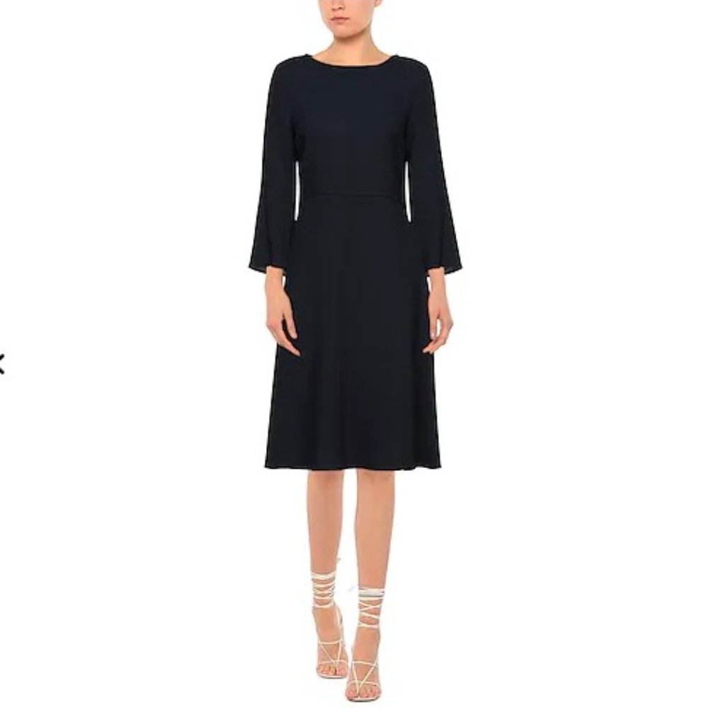 NEW Antonelli Firenze Navy Wool Blend Pocketed Shift Dress